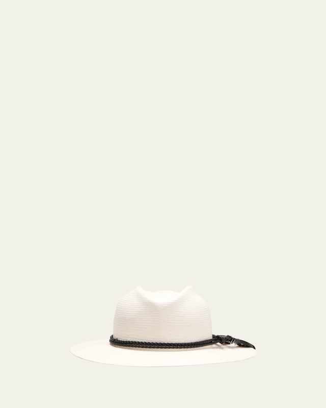Elfi Straw Fedora With a Braided Leather Band