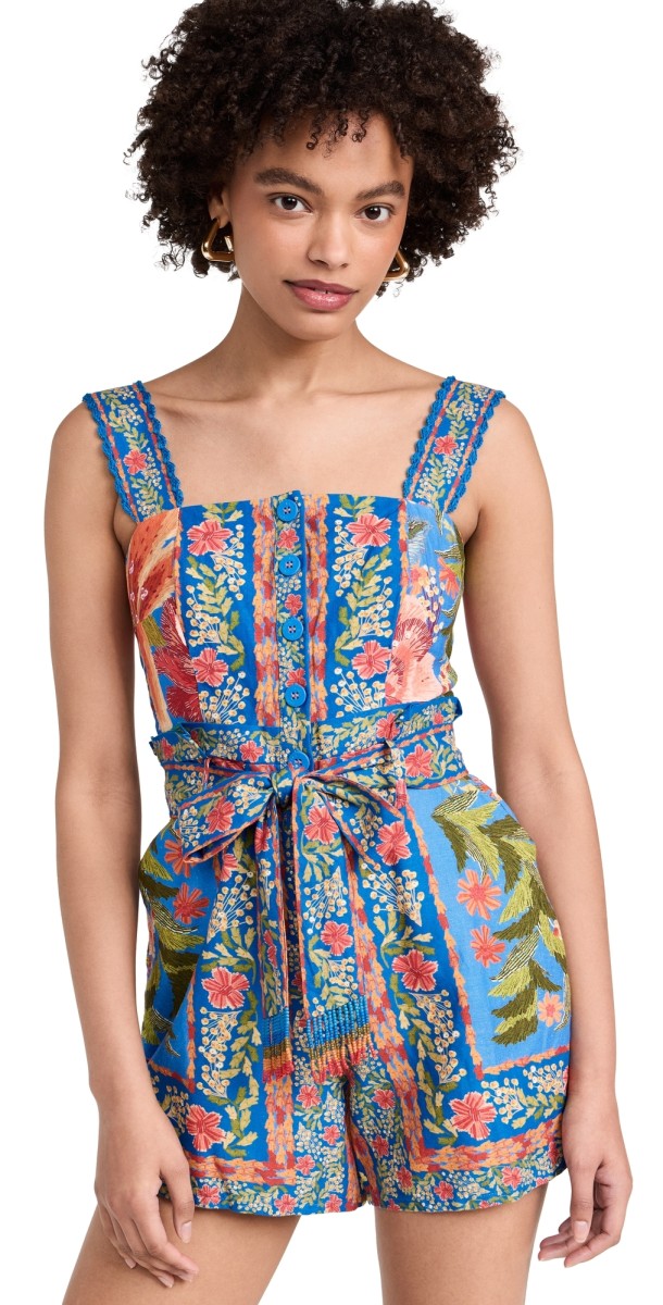 FARM Rio Stitched Garden Blue Romper Stitched Garden Blue