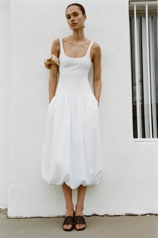 ZARA MIXED BALLOON MIDI DRESS