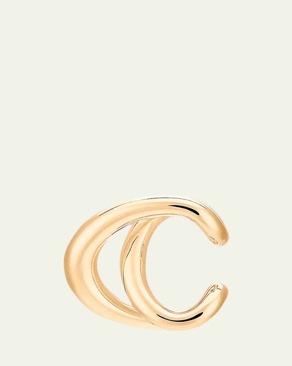 Initial Crossed Cuff Earring, Single, Yellow Gold