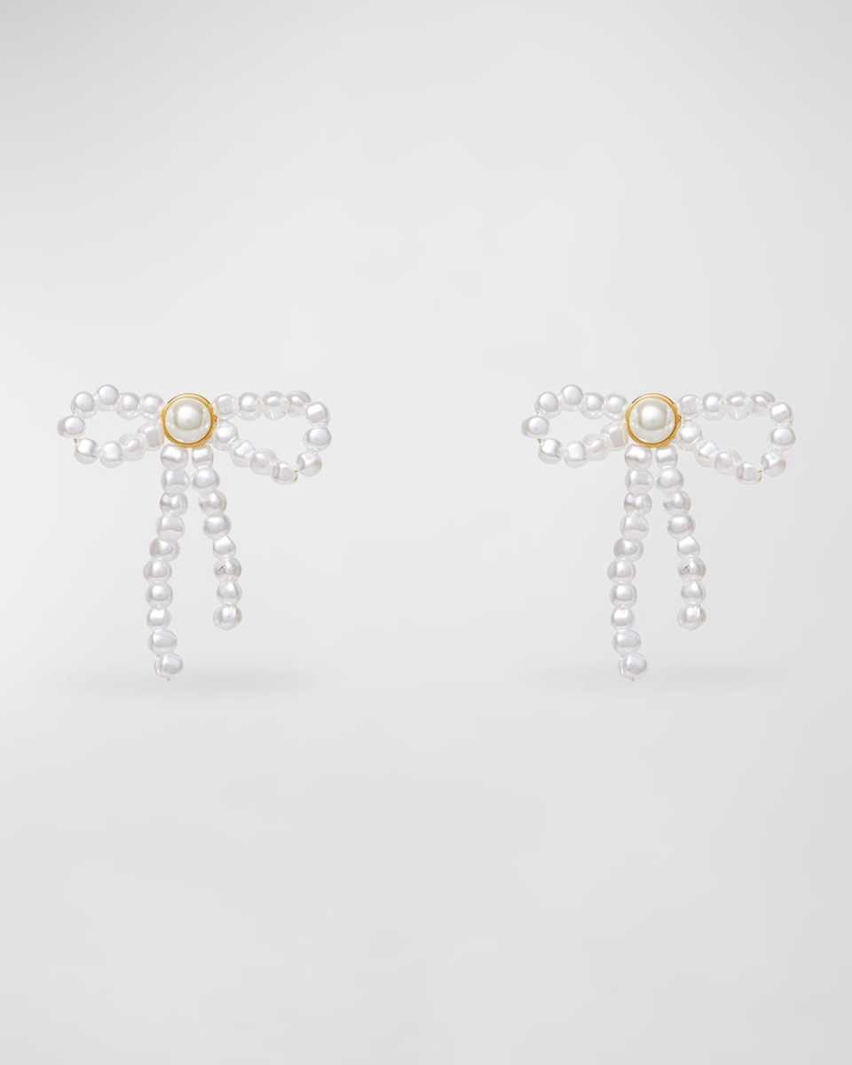 Pearly Bow Stud Earrings