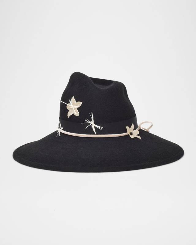 Drake Flower Rabbit Hair Fedora Hat