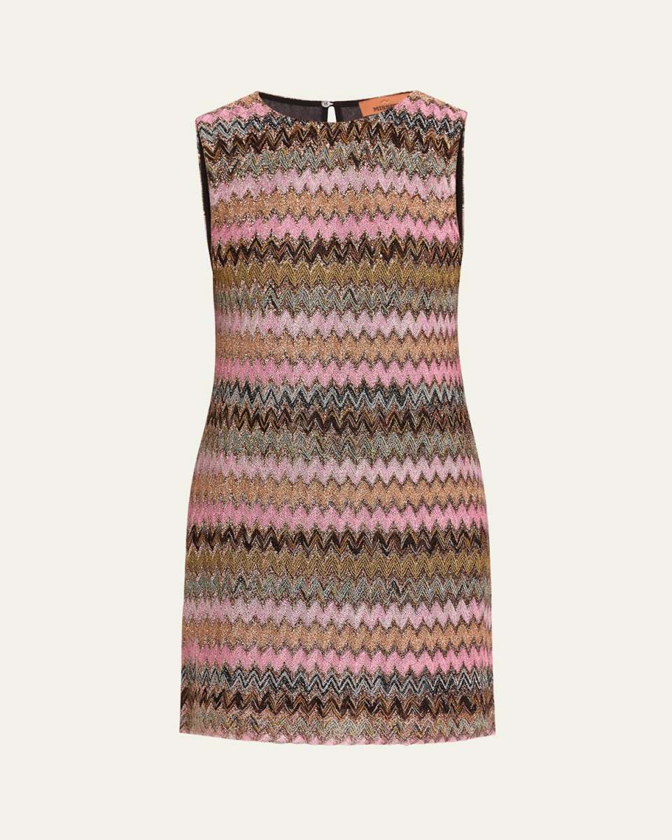 Chevron Metallic Mini Shift Dress