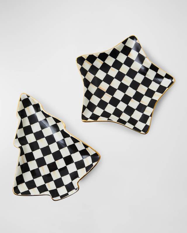 Courtly Check Ceramic Star Tree Trinket Trays, Set of 2