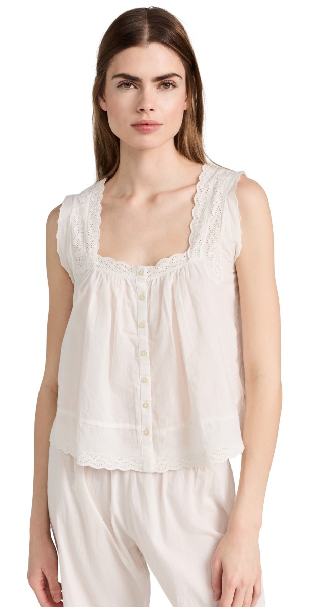 THE GREAT. The Eyelet Tank True White