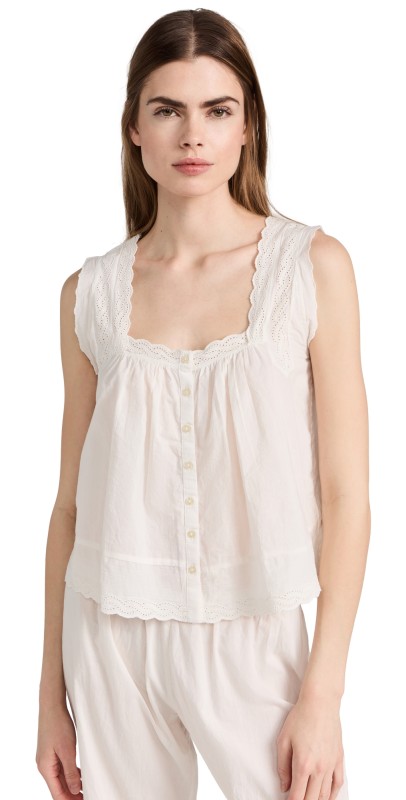 THE GREAT. The Eyelet Tank True White