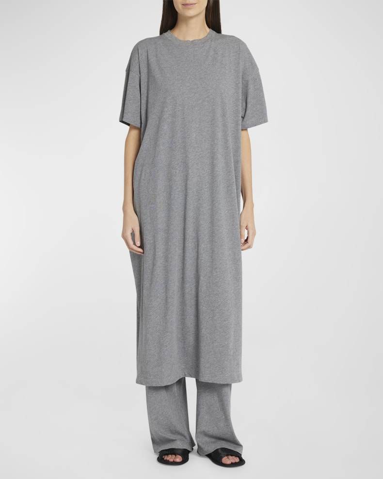 The Row Simo Short-Sleeve Heathered Cotton Maxi T-Shirt Dress