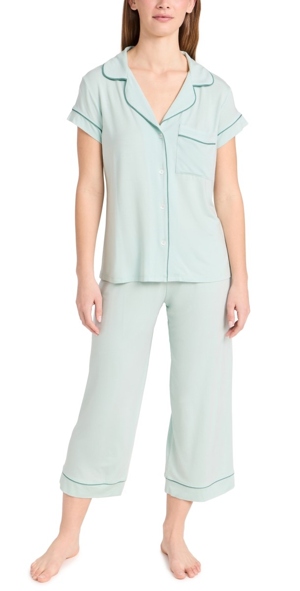 Eberjey Gisele- Tencel Modal Crop PJ Set Surf Spray/ Agave