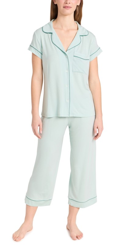 Eberjey Gisele- Tencel Modal Crop PJ Set Surf Spray/ Agave