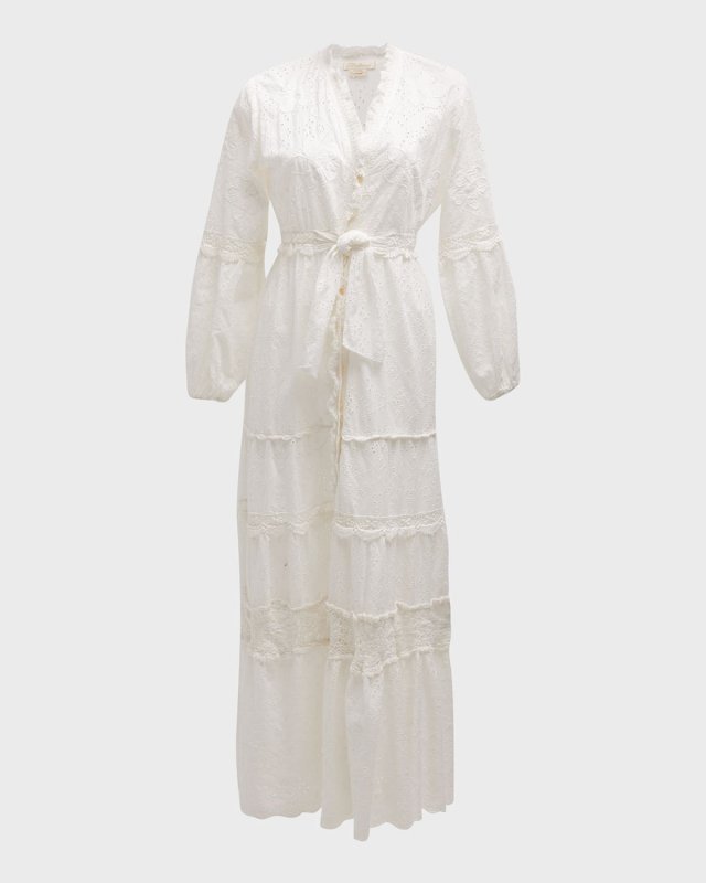 Santorini Embroidered Maxi Shirtdress