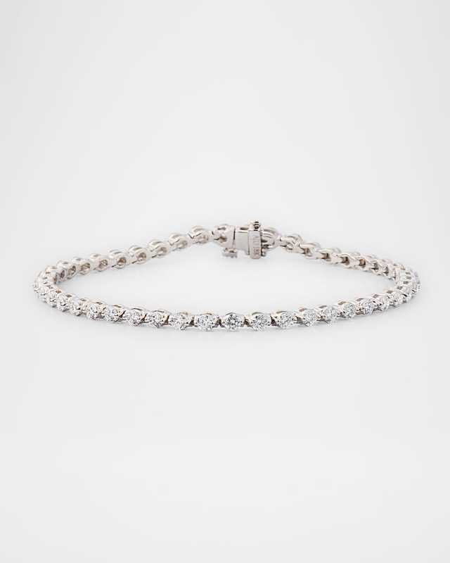18K White Gold Single Prong Diamond Bracelet, 7"/3.22tcw