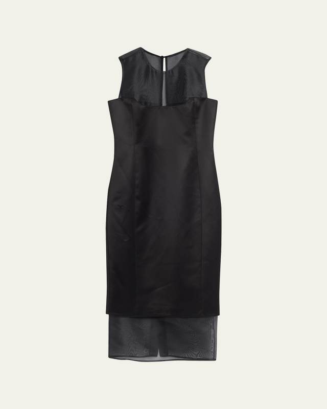 Dissa Sleeveless Wool Midi Corset Dress with Mesh