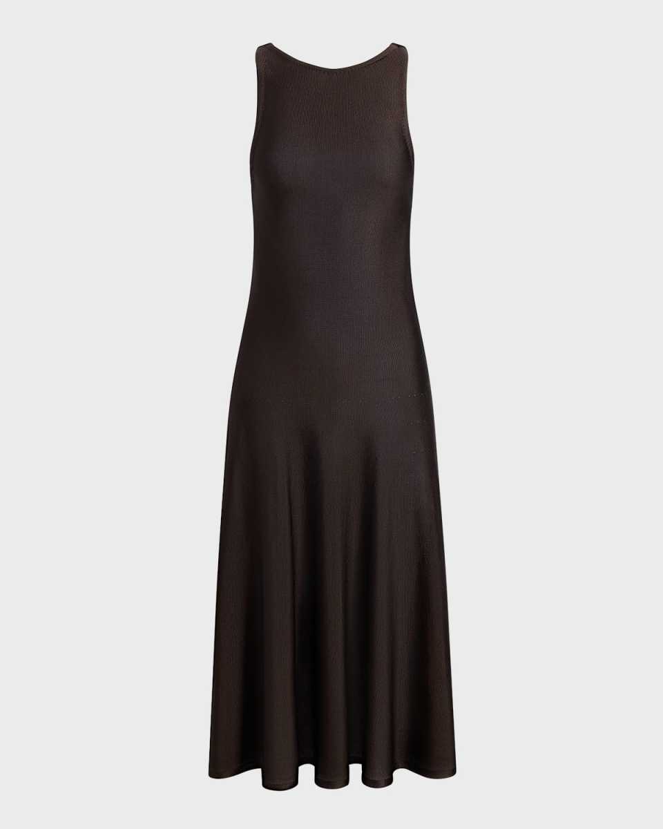 Hencil Sleeveless Semi-Sheer Knit Midi Dress