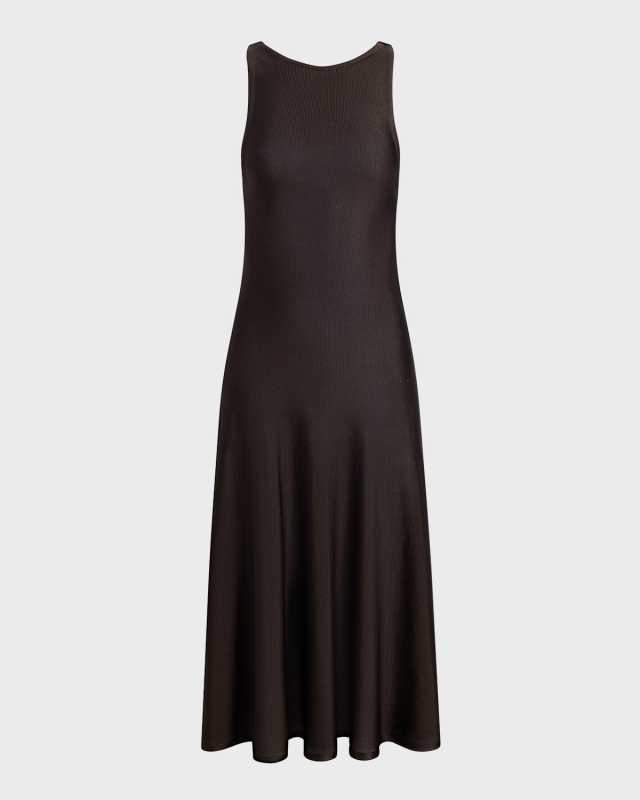 Hencil Sleeveless Semi-Sheer Knit Midi Dress