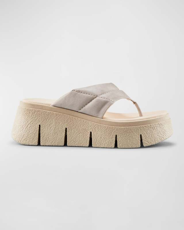 Abba Leather Thong Wedge Sandals