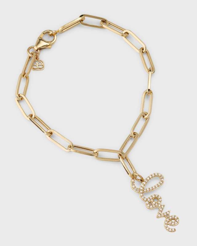 Love Script on Paperclip Chain Bracelet