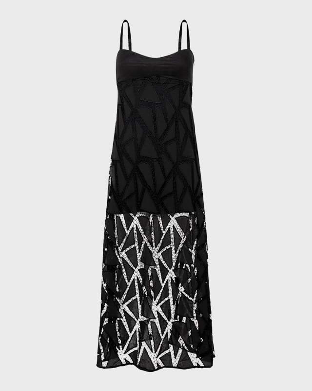 Solid Eleni Embroidered Maxi Dress