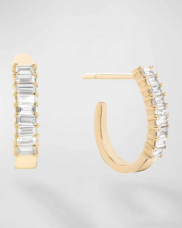 14K Gold Baguette Diamond Huggie Earrings, 0.5 tcw