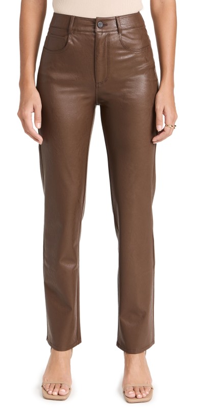 PAIGE Stella Chestnut Faux Leather Jeans Chestnut