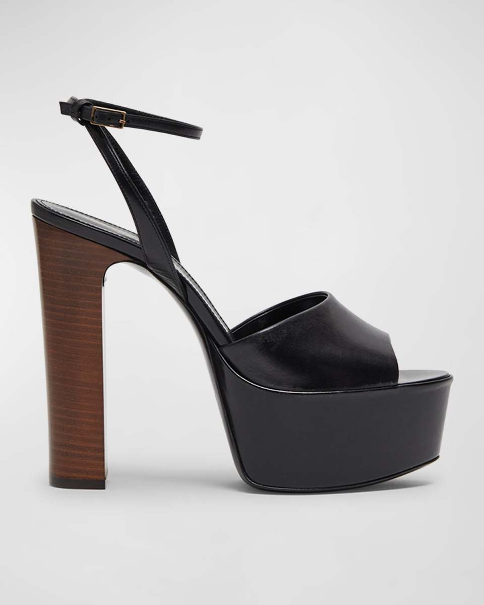 Jodie Leather Ankle-Strap Platform Sandals