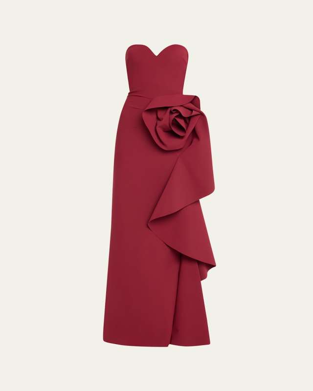 Ethane Strapless Ruffle Column Gown