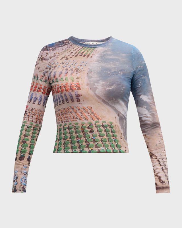 Whispering Waves Delaina Printed Mesh Crop Top