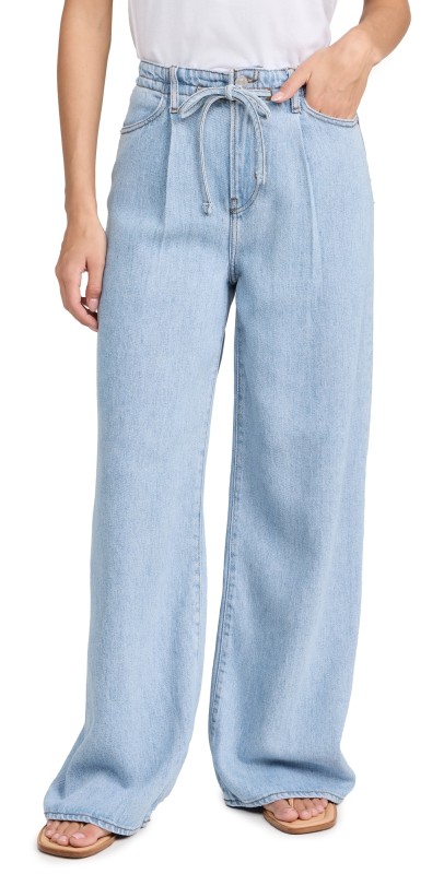 FRAME Super Drape Drawstring Wide Leg Jeans Calabria