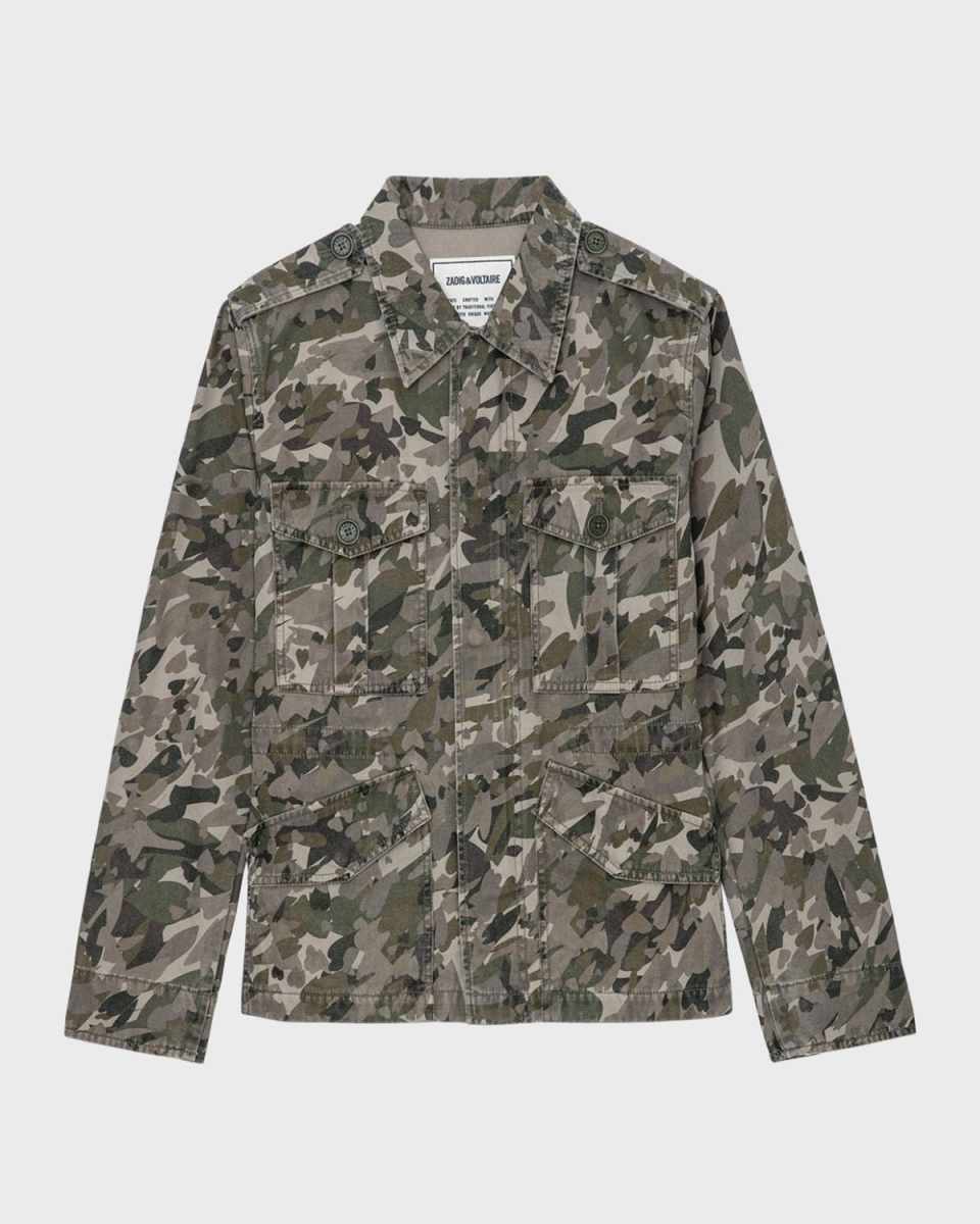 Krisa Camo Canvas Shirt Jacket