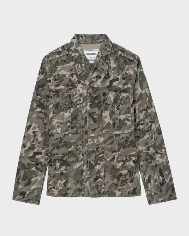 Krisa Camo Canvas Shirt Jacket
