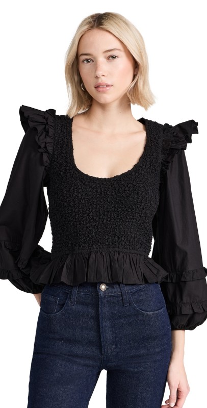 Cleobella Veronika Solid Blouse Black