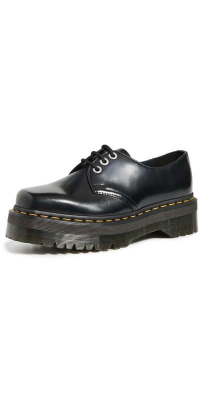 Dr. Martens 1461 Quad Squared Oxford Shoes Black Polished Smooth