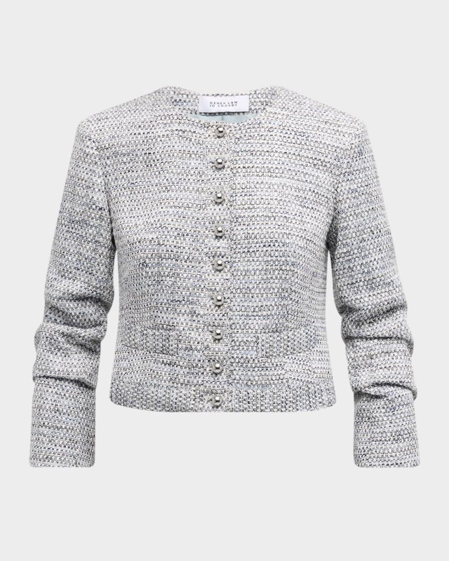 Piera Tweed Ruched Sleeve Jacket