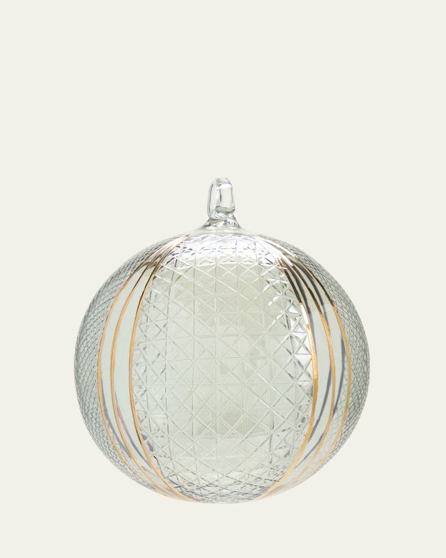 Blue and Golden Stripe Christmas Ornament