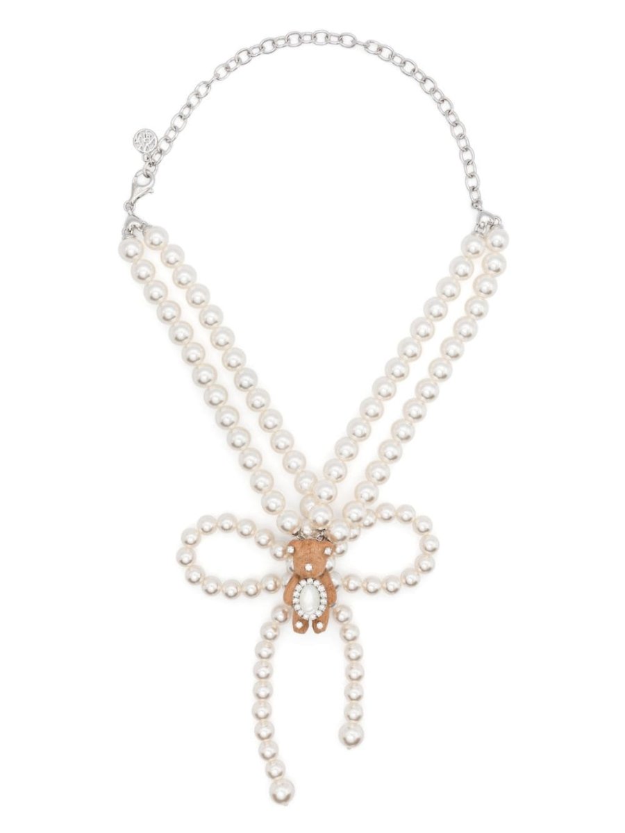 Bear Bow pearl necklace