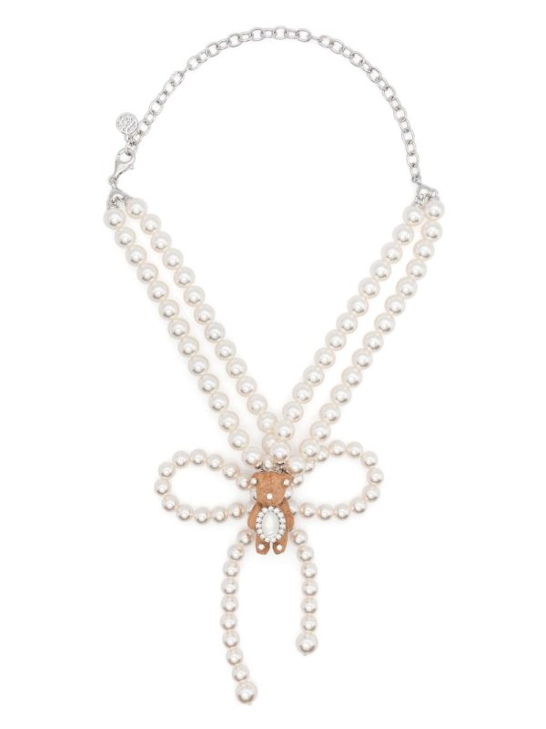 Bear Bow pearl necklace