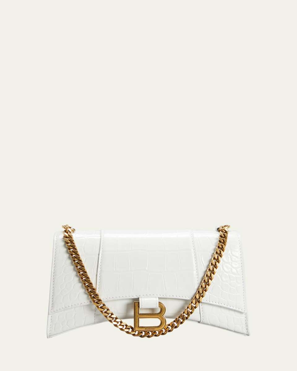 Hourglass Shiny Mock-Croc Chain Wallet
