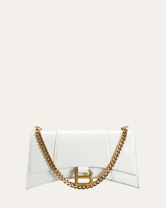 Hourglass Shiny Mock-Croc Chain Wallet