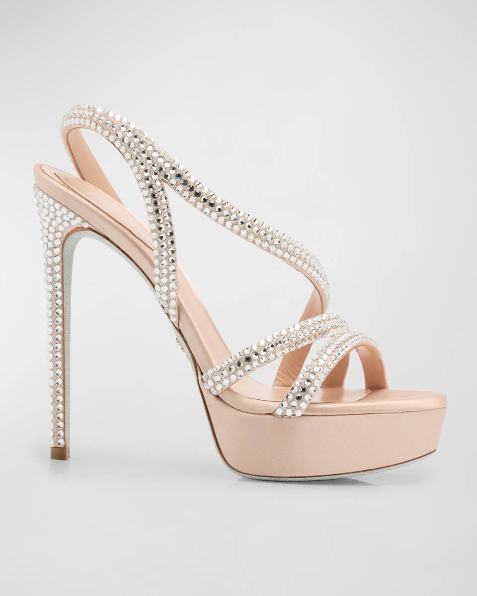 Irina Crystal Satin Platform Sandals