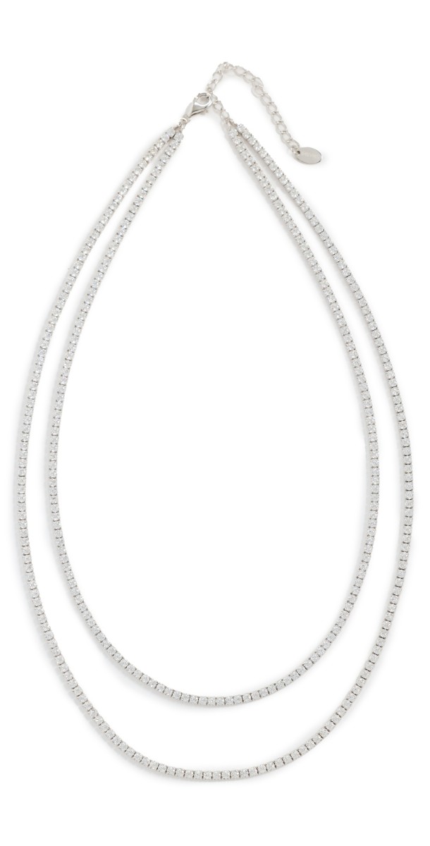 SHASHI Tennis Diamond Two Row Necklace Silver