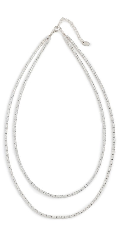 SHASHI Tennis Diamond Two Row Necklace Silver