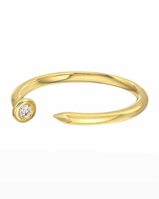 14k Diamond Nail Cuff Ring