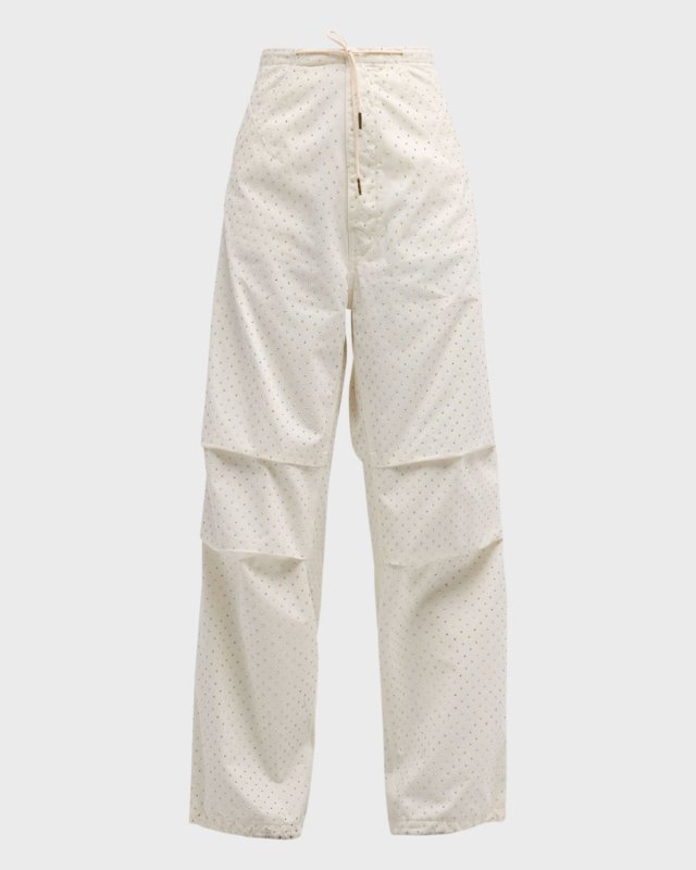 Daisy Wide Straight Embellished Drawstring Pants