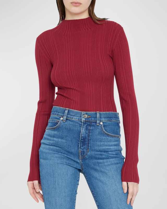 Vinny Ribbed Mock-Neck Top