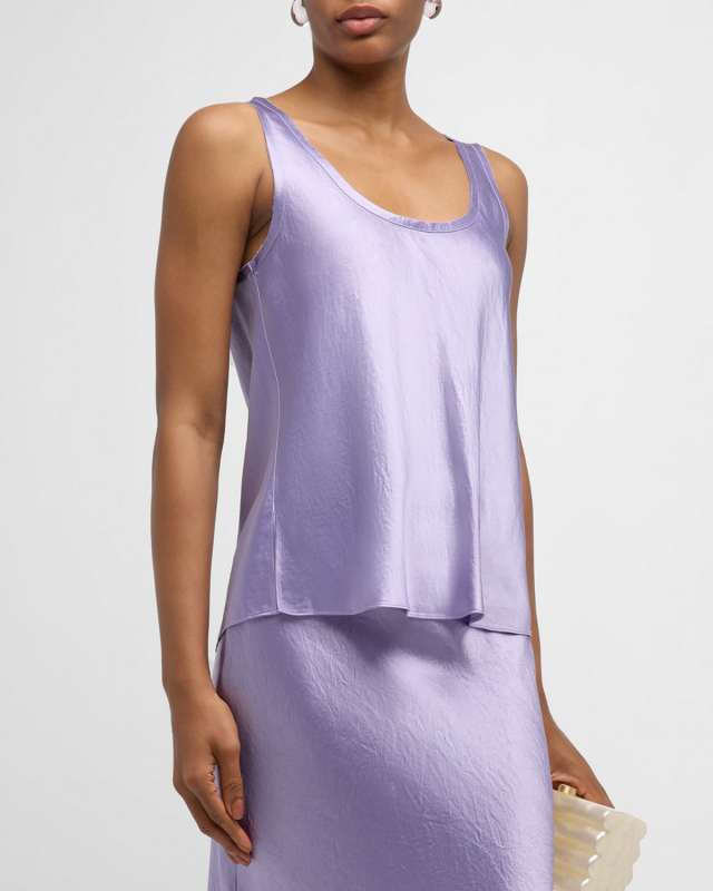 Raw-Edge Satin Tank Top
