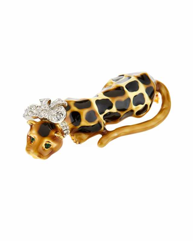 Rhinestone Leopard Brooch