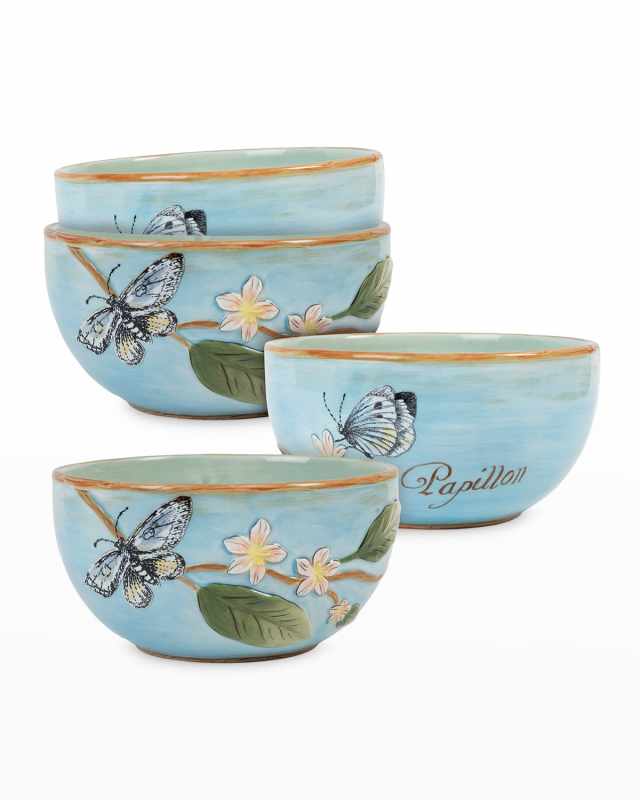 Toulouse Blue Butterfly Bowls, Set of 4