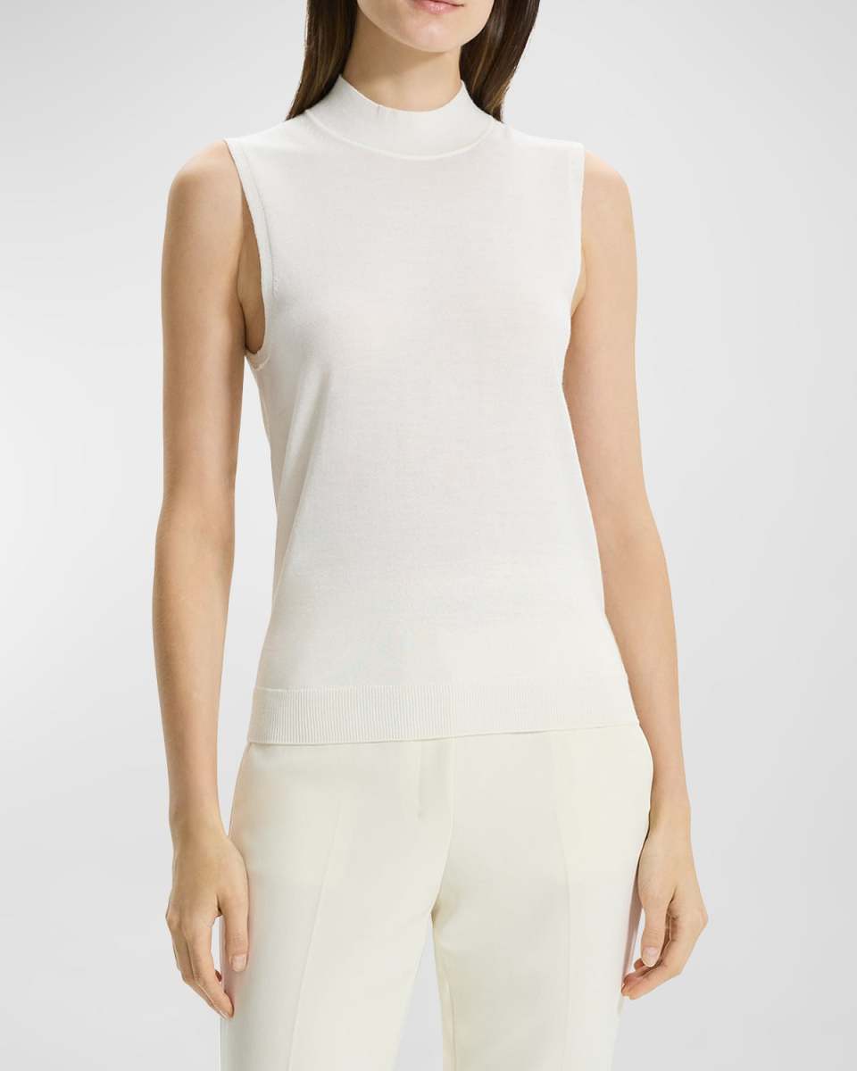 Regal Merino Wool Mock-Neck Shell Top