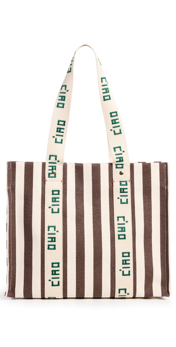 Clare V. Noemie Bag Natural & Mocha Striped