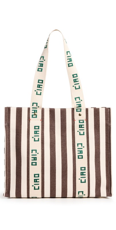 Clare V. Noemie Bag Natural & Mocha Striped