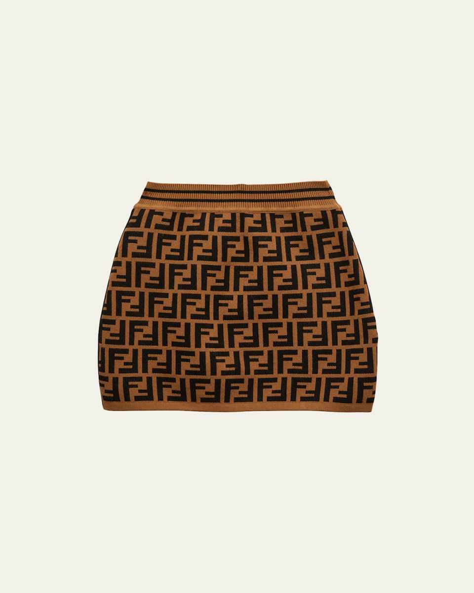 Girl's Knit Monogram Intarsia Skirt, Size 3-6